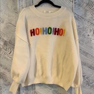 Cream Sweater with Festive Multicolor Design